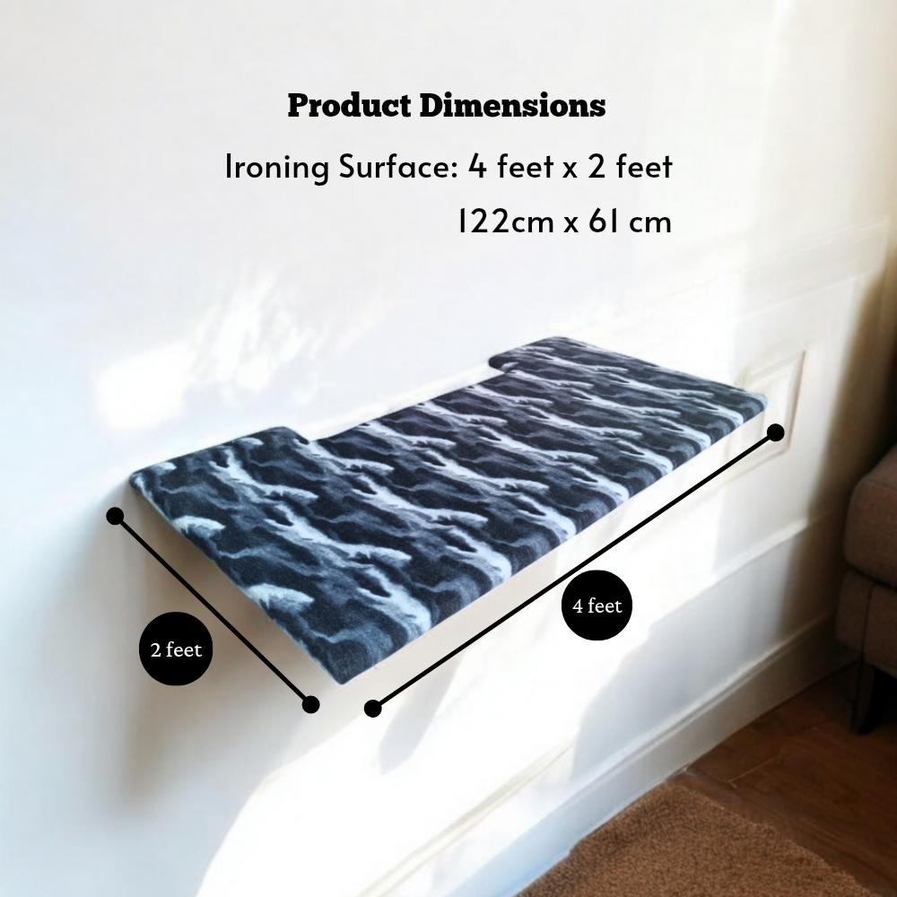 EzeHomez Foldable Wall-Mounted Ironing Board (Blue Camouflage)