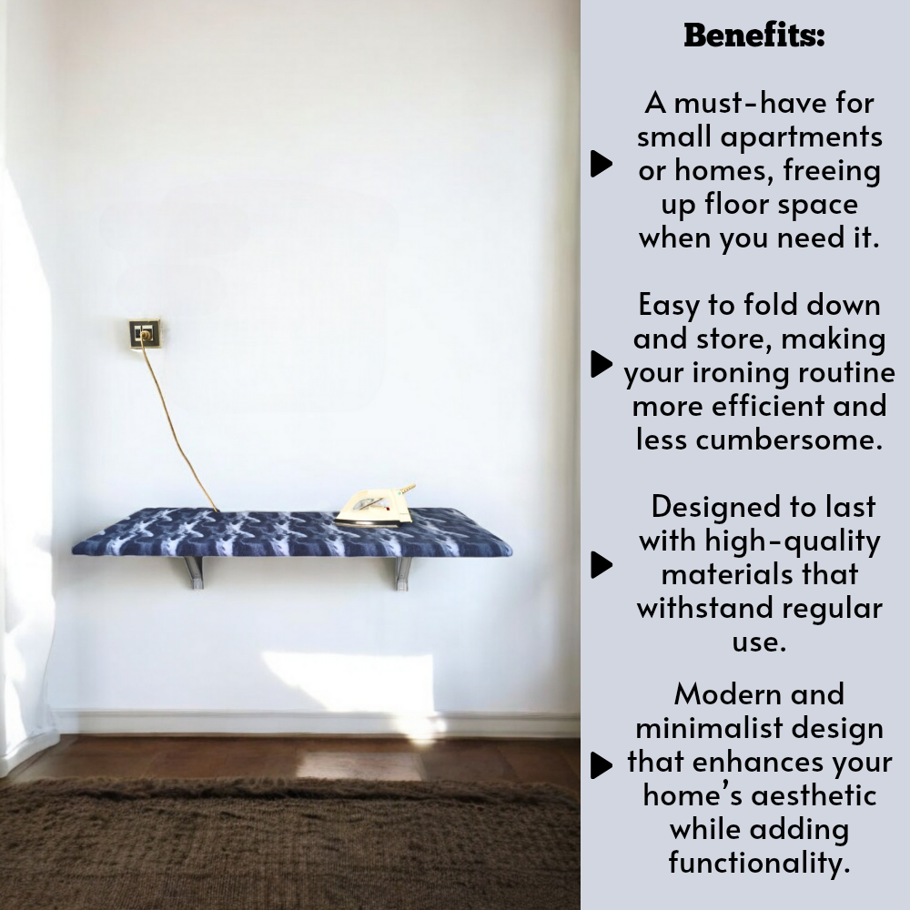 EzeHomez Foldable Wall-Mounted Ironing Board (Blue Camouflage)